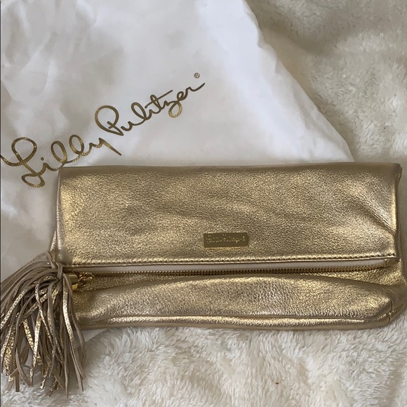 lilly pulitzer gold purse